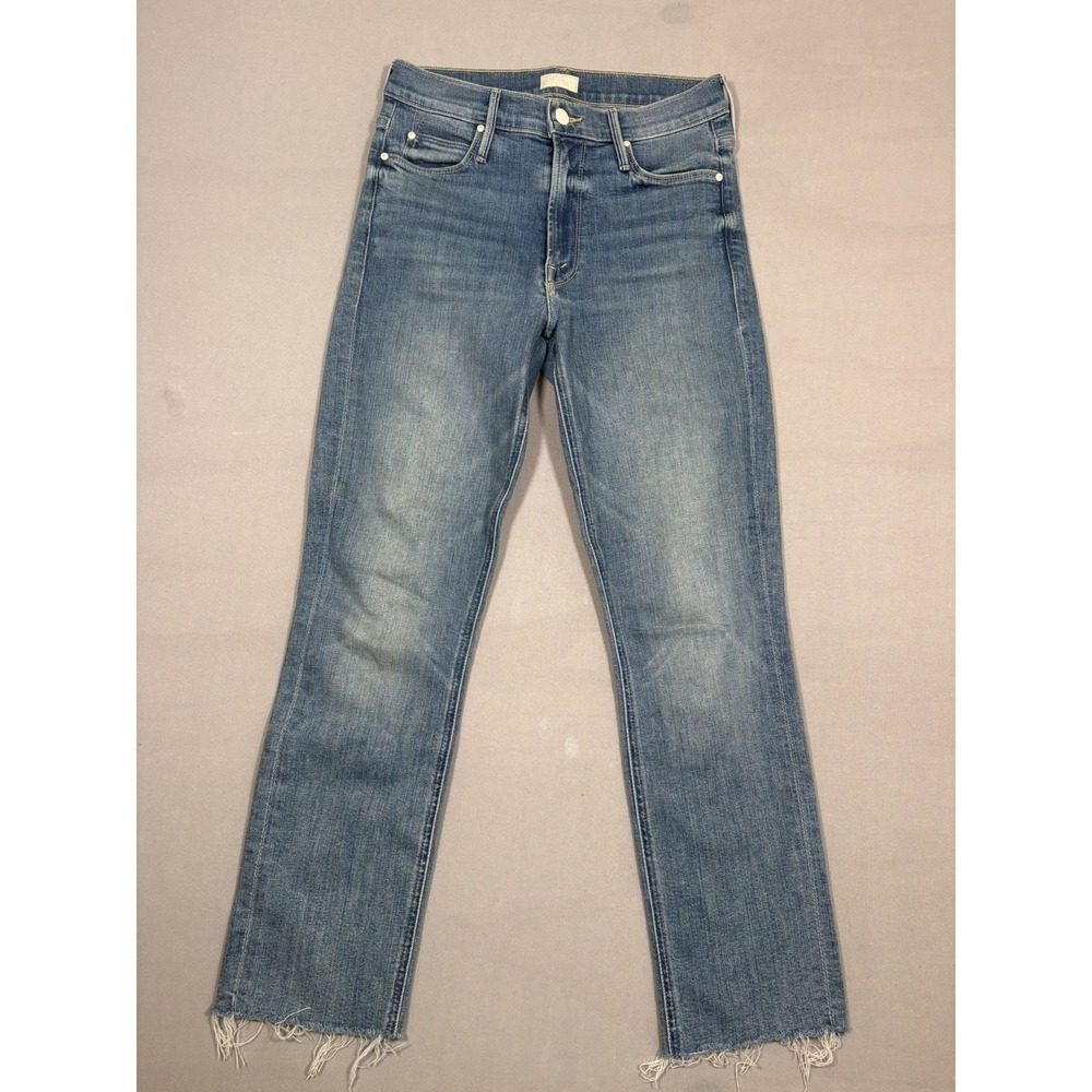 Mother Jeans Womens 27X26 Blue Mid Rise Dazzler Crop Fray Blowing Kisses Stretch